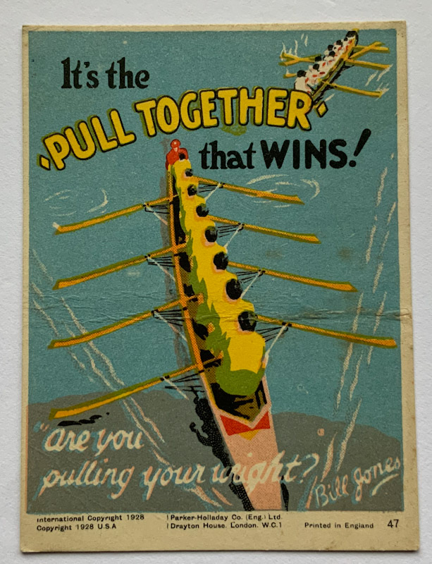 1928 Propaganda card by Parker Halladay USA Its the pull together that wins